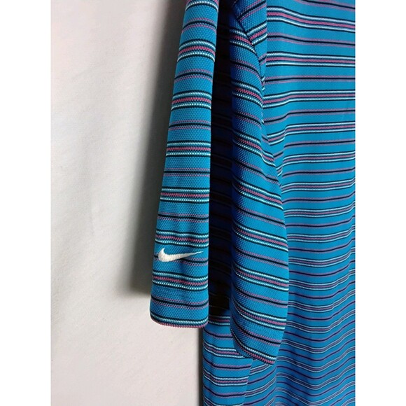 Nike Golf Mens Polo Shirt Blue And Red Striped Tour Performance Dri-Fit XL - Picture 3 of 4
